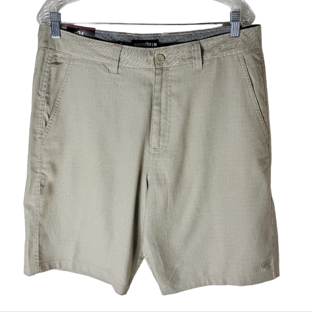Hang Ten chervon stripe khaki shorts men size 34 - Picture 1 of 9